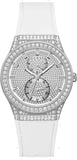 Guess GW0439L1 Princess Crystals Women’s Watch – Silver Dial & White Silicone Strap