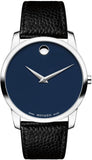 Movado 607013 Museum Quartz Men's Watch – Blue Dial & Black Leather Strap