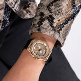 Guess GW0439L2 Princess Crystals Women’s Watch – Gold Dial & Black Silicone Strap