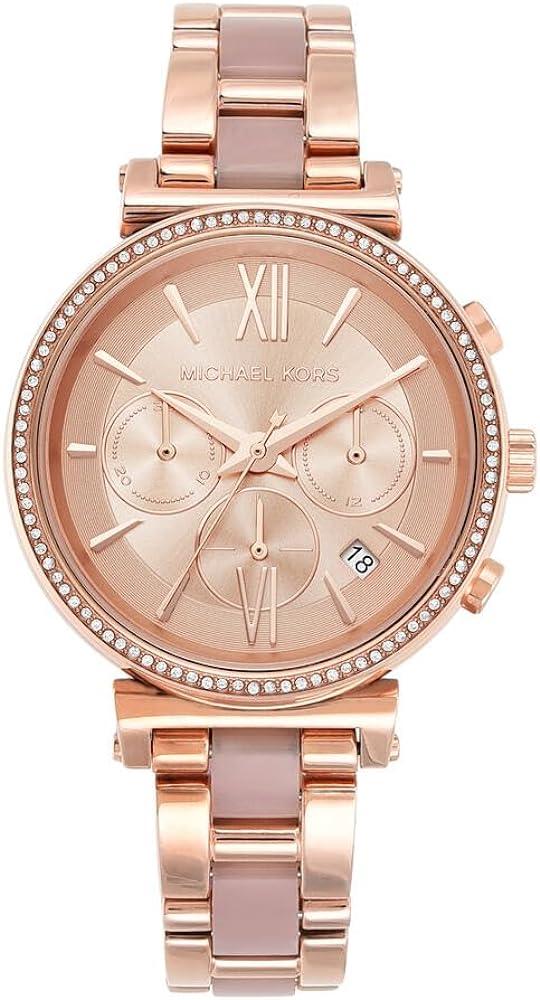 Michael Kors Sofie Chronograph Rose Gold Dial Rose Gold Steel Strap Watch For Women - MK6560