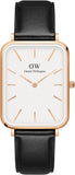 Daniel Wellington DW00100450 Quadro Women's Watch – White Dial & Black Leather Strap
