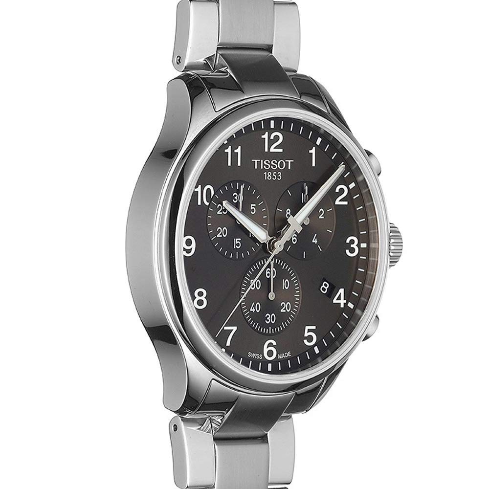 Tissot T Classic Chrono XL Black Dial Silver Steel Strap Watch For Men - T116.617.11.057.01