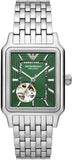Emporio Armani AR60067 Meccanico Men’s Automatic Watch – Green Dial & Silver Steel Strap