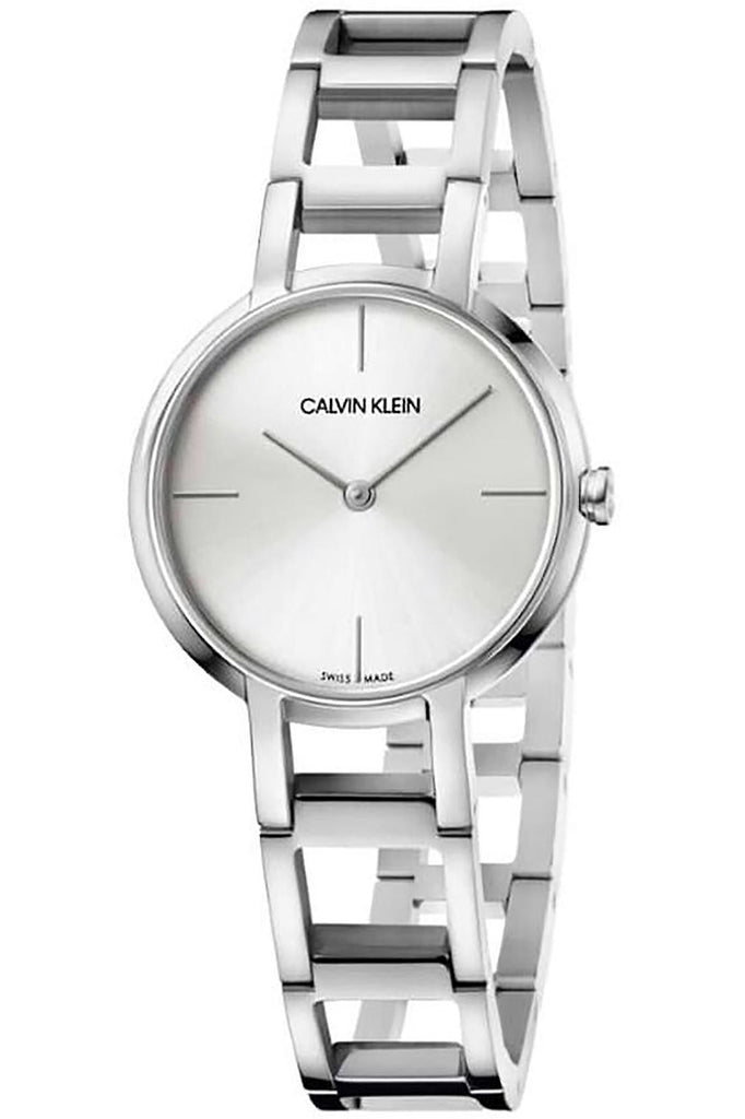 Calvin Klein Dainty Silver Dial Silver Steel Strap Watch for Women - K7L23146