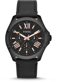 Fossil AM4523 Cecile Multifunction Men's Watch – Black Dial & Black Leather Strap
