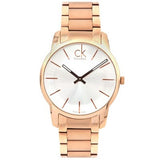 Calvin Klein City White Dial Rose Gold Steel Strap Watch for Men - K2G21646