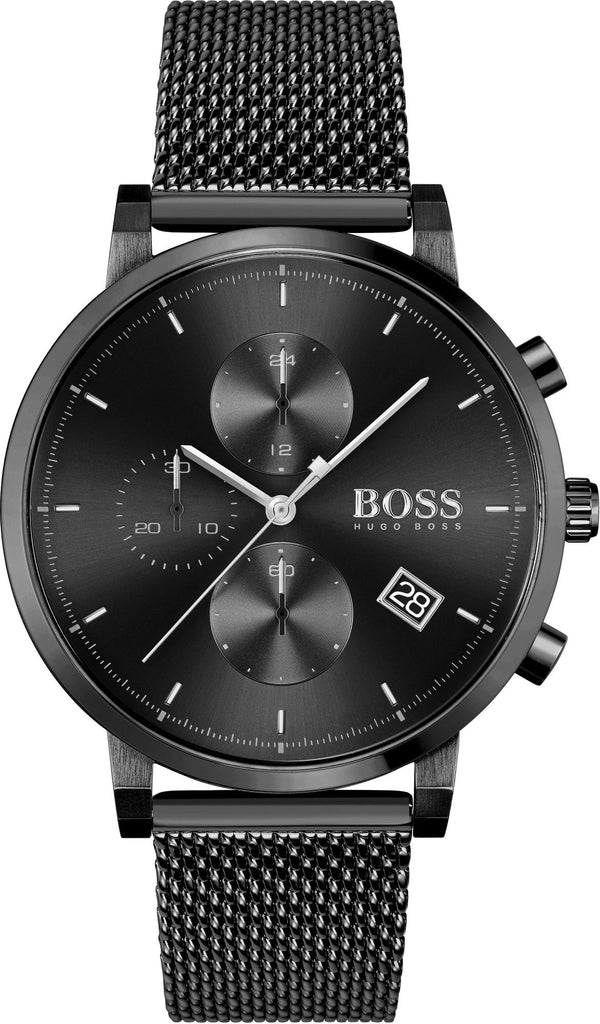 Hugo Boss Integrity Black Dial Black Mesh Bracelet Watch for Men - 1513813
