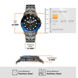 Fossil FS5835 FB-01 Chronograph Men’s Watch – Black Dial with Grey Steel Strap