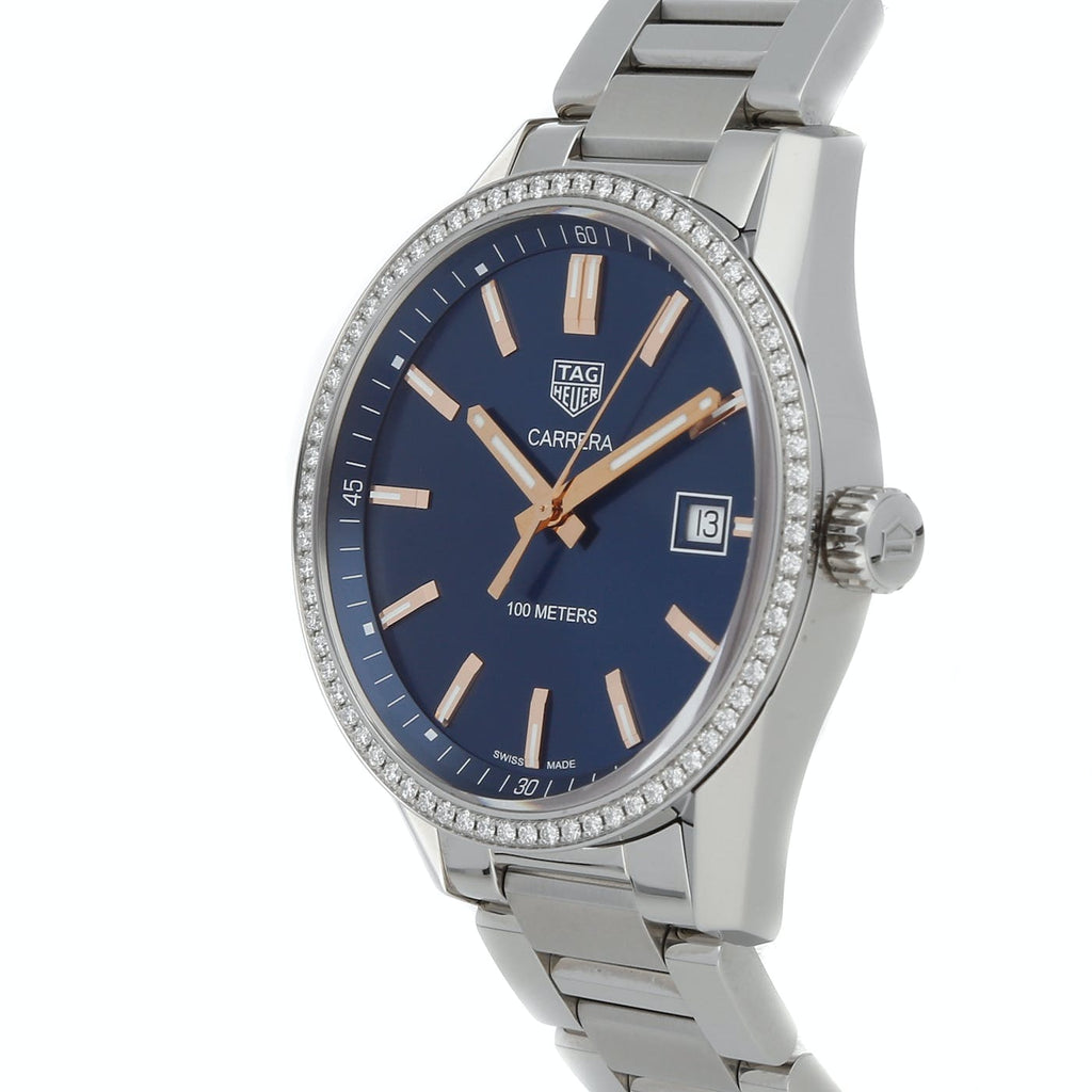 Tag Heuer Carrera Quartz Diamonds Blue Dial Silver Steel Strap Watch for Women - WAR1114.BA0601
