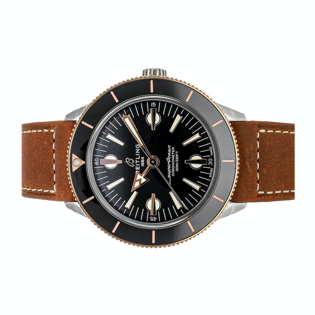 Breitling Superocean Heritage '57 Black Dial Brown Leather Strap Watch for Men - U10370121B1X1