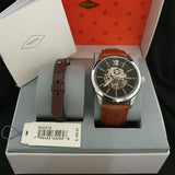 Fossil Flynn Automatic Black Dial Brown Leather Strap Watch for Men - BQ2270