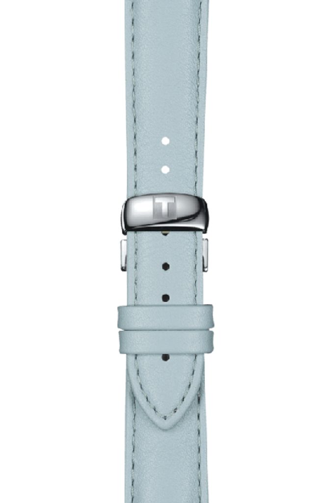 Tissot T Classic Couturier Silver Dial Light Blue Leather Strap Watch For Women - T035.210.16.031.02