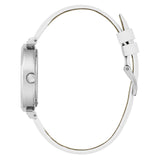 Guess Rumour Silver Dial White Leather Strap Watch For Women - GW0689L1