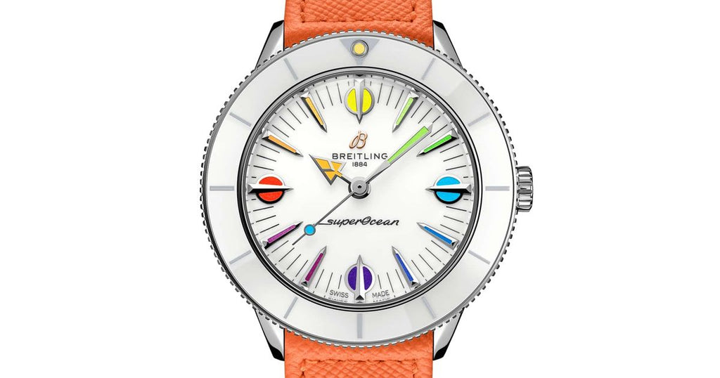 Breitling Superocean Heritage '57 Pastel Paradise White Dial Orange Leather Watch for Women - A10340A11A1X1