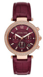 Michael Kors MK6986 Parker Chronograph Quartz Women's Watch – Red Dial & Red Leather Strap