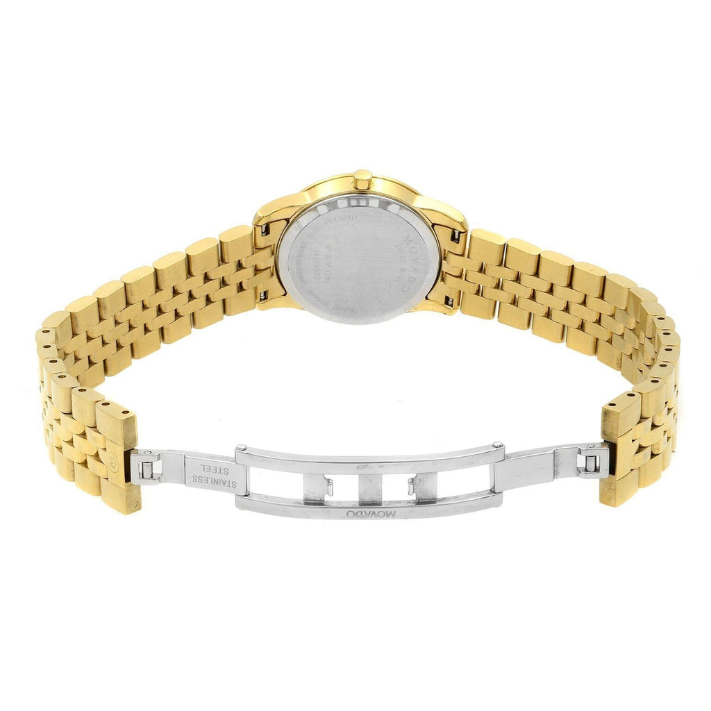 Movado Museum Classic Quartz Black Dial Gold Steel Strap Watch For Women - 0607005