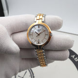 Tissot Flamingo Mother of Pearl White Dial Two Tone Steel Strap Watch For Women - T094.210.22.111.01