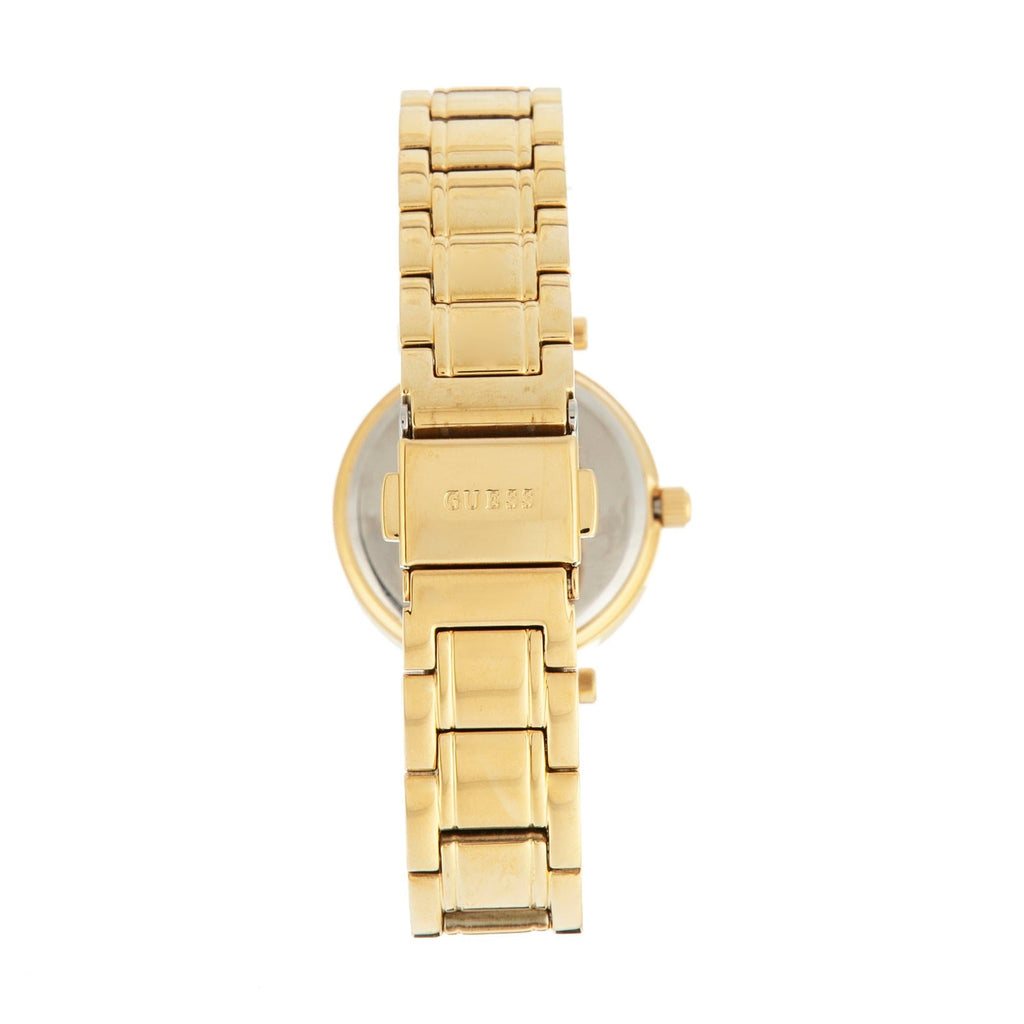 Guess Park Ave South Analog White Dial Gold Steel Strap Watch For Women - W0767L2