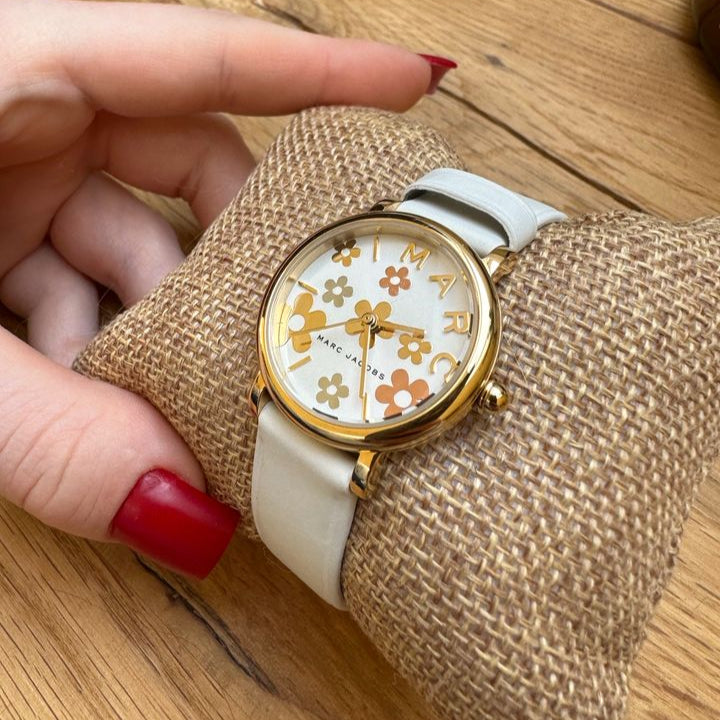 Marc Jacobs Roxy White Dial White Leather Strap Watch for Women - MJ1607