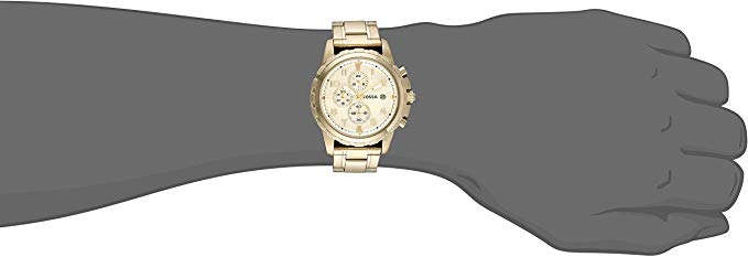 Fossil Dean Chronograph Champagne Dial Gold Steel Strap Watch for Men - FS4867