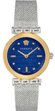 Versace VELW00520 Meander Quartz Women's Watch – Blue Dial & Silver Mesh Bracelet