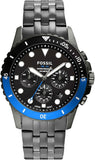 Fossil FS5835 FB-01 Chronograph Men’s Watch – Black Dial with Grey Steel Strap