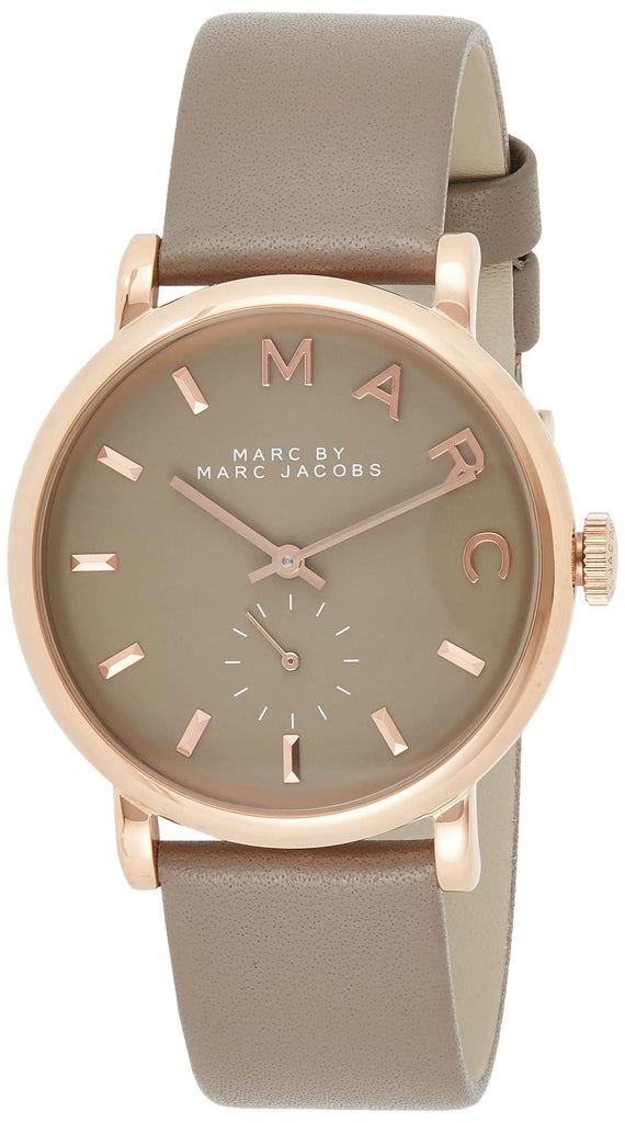 Marc Jacobs Baker Grey Dial Grey Leather Strap Watch for Women - MBM1266