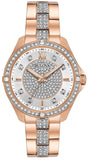 Bulova 98L229 Crystal Collection Women's Watch – Silver Dial & Rose Gold Steel Bracelet