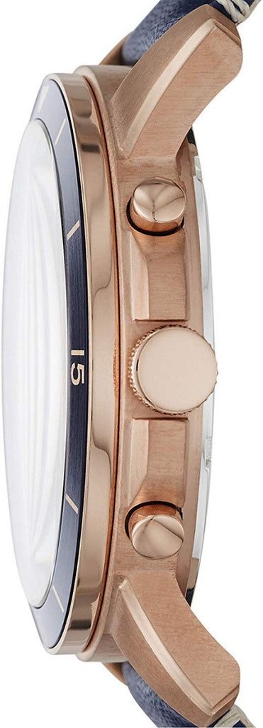 Fossil Grant Sport Chronograph Blue Dial Blue Leather Strap Watch for Men - FS5237