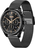 Hugo Boss Gregor Chronograph Black Dial Black Mesh Bracelet Watch For Men - 1514065