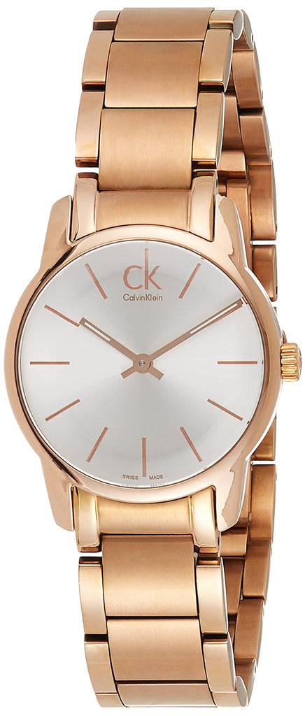 Calvin Klein City White Mother of Pearl Dial Rose Gold Steel Strap Watch for Women - K2G23646