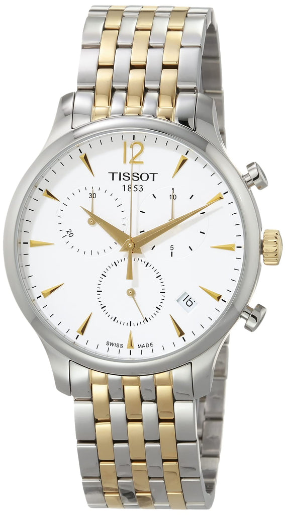 Tissot T Classic Tradition Chronograph White Dial Two Tone Steel Strap Watch For Men - T063.617.22.037.00