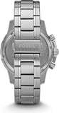 Fossil Dean Chronograph Black Dial Silver Steel Strap Watch for Men - FS4542