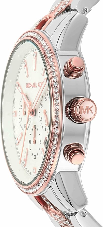 Michael Kors Ritz Chronograph Silver Dial Two Tone Steel Strap Watch For Women - MK6938