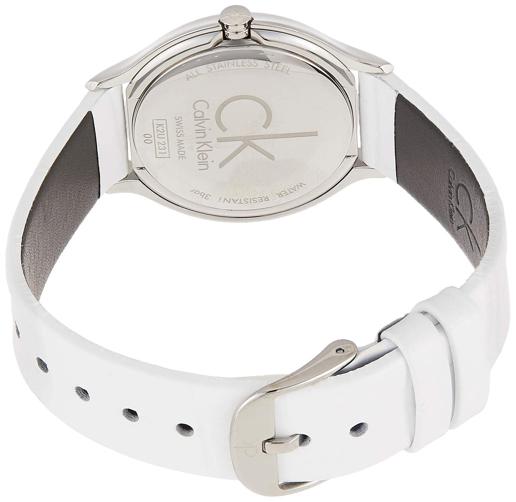 Calvin Klein Skirt White Dial White Leather Strap Watch for Women - K2U231K6