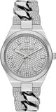 Michael Kors MK7488 Lennox Three-Hand Quartz Women's Watch – Silver Dial & Silver Steel Strap with Pave Crystals
