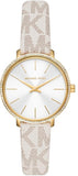 Michael Kors MK1037 Pyper Quartz Women's Watch – Silver Dial & White Leather Strap
