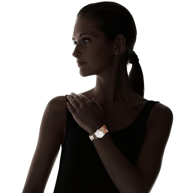 Burberry Utilitarian White Dial Multicolor Leather Strap Watch for Women - BU7849