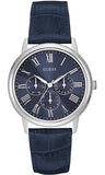 Guess Wafer Chronograph Quartz Blue Dial Blue Leather Strap Watch For Men - W0496G3