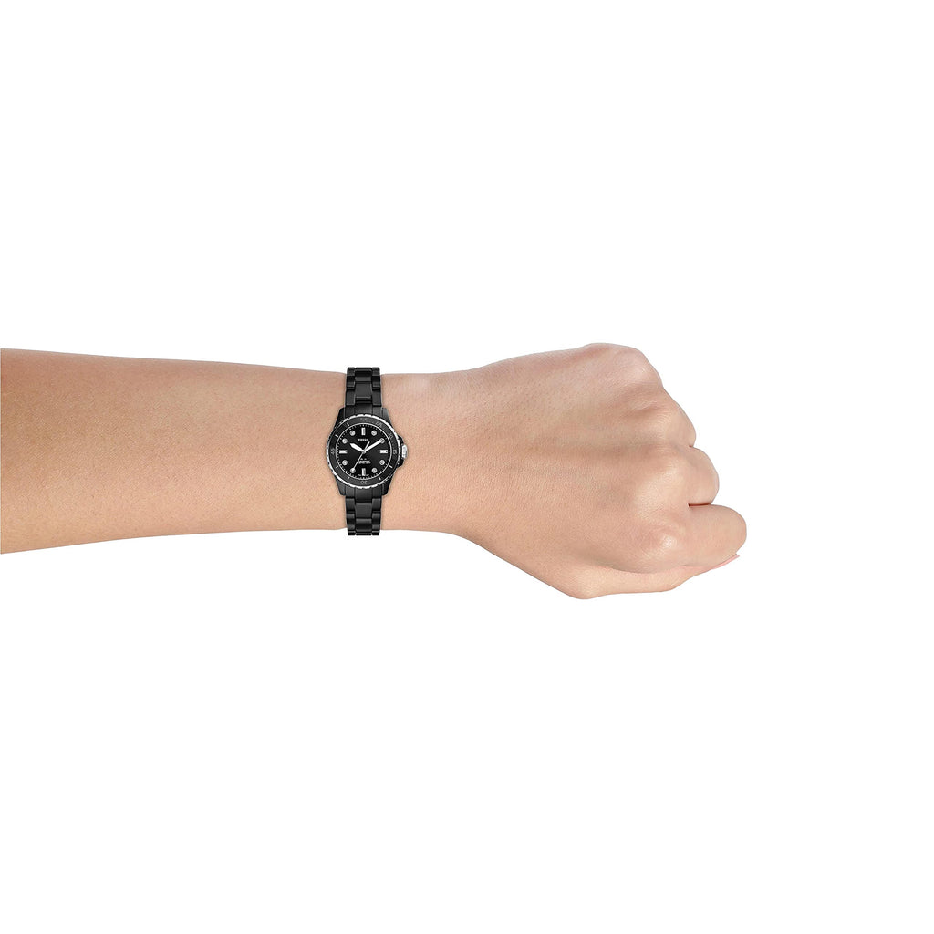 Fossil FB-01 Three-Hand Black Dial Black Ceramic Strap Watch for Women - CE1108