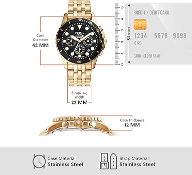 Fossil FS5836 FB-01 Chronograph Men’s Watch – Black Dial with Gold Steel Strap
