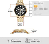 Fossil FS5836 FB-01 Chronograph Men’s Watch – Black Dial with Gold Steel Strap