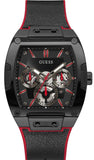 Guess GW0202G7 Phoenix Multifunction Quartz Men's Watch – Black Dial & Black & Red Rubber Strap
