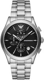 Emporio Armani AR11602 Paolo Men’s Chronograph Watch – Black Dial & Silver Steel Strap