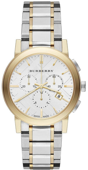 Burberry The City White Dial Two Tone Steel Strap Watch for Men - BU9751