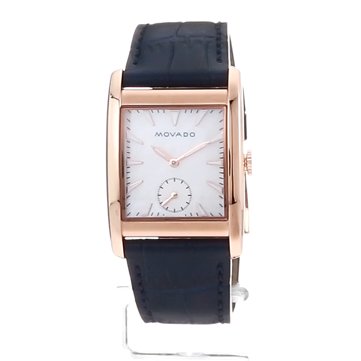 Movado Heritage Mother of Pearl White Dial Blue Leather Strap Watch For Women - 3650052