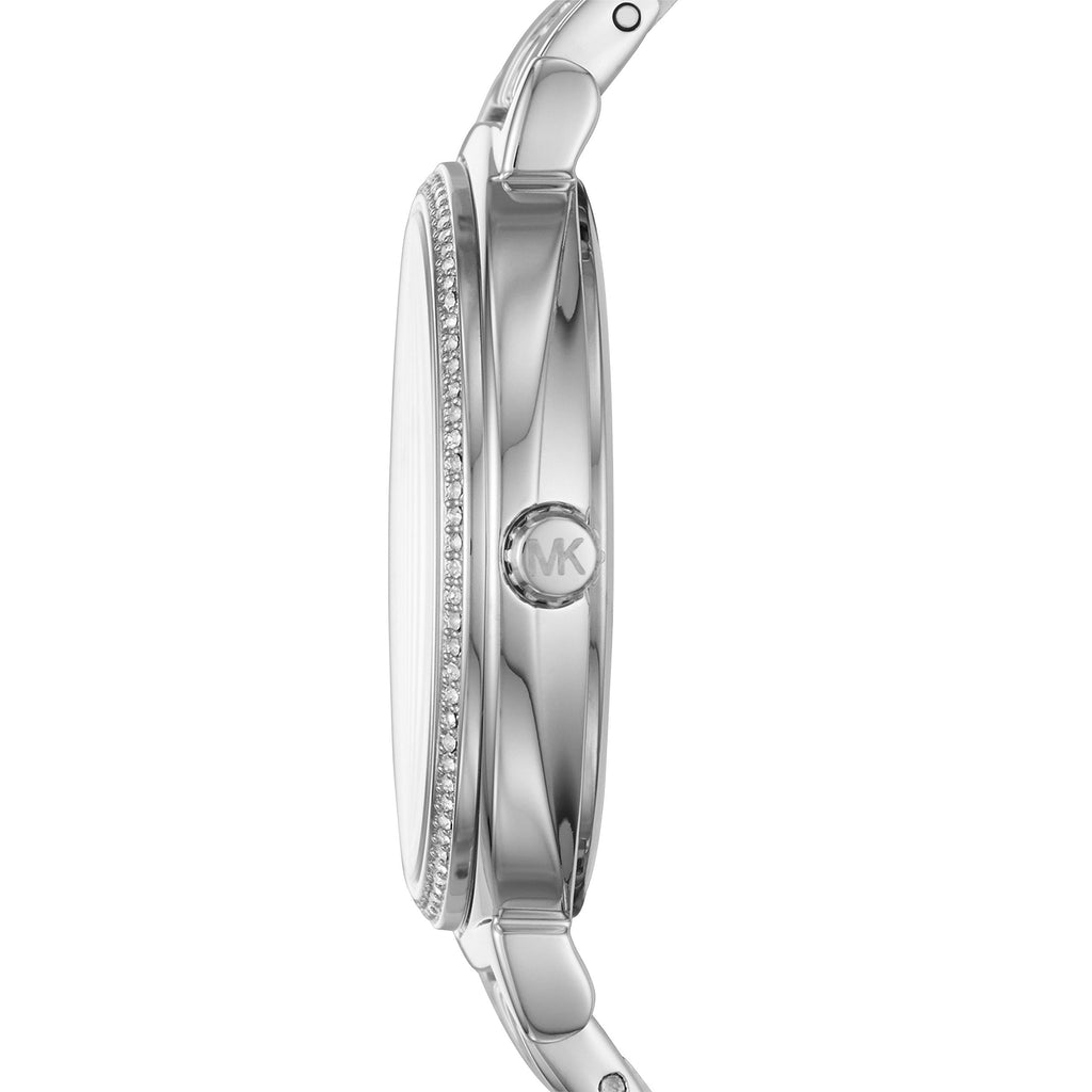 Michael Kors Cinthia White Mother of Pearl Dial Silver Steel Strap Watch for Women for Women - MK3641