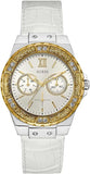 Guess W0775L8 Limelight Quartz Women's Watch – Silver Dial & White Leather Strap
