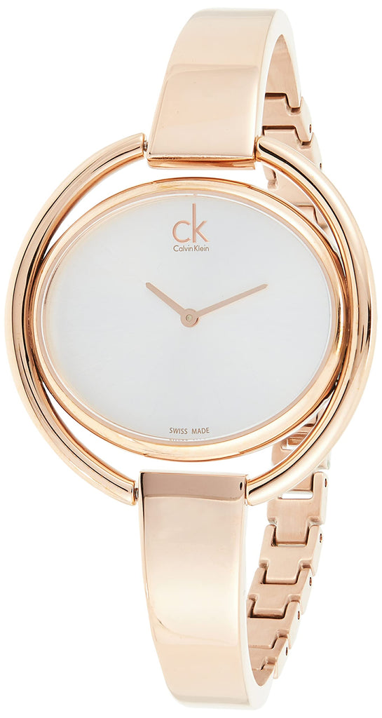 Calvin Klein Impetuos Silver Dial Rose Gold Steel Strap Watch for Women - K4F2N616