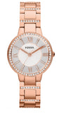 Fossil ES3284 Virginia Women's Watch – White Dial & Rose Gold Steel Bracelet